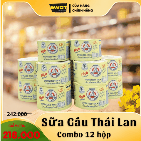 COMBO 12 LON SỮA GẤU KHÔNG ĐƯỜNG THÁI LAN
