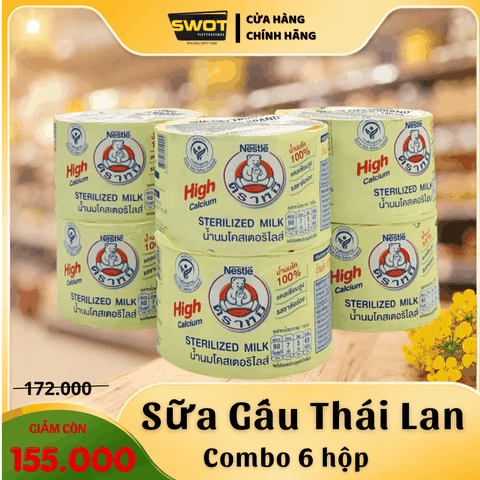 COMBO 6 LON SỮA GẤU KHÔNG ĐƯỜNG THÁI LAN