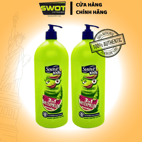 Sữa tắm gội xả cho bé Suave Kids 3in1 Watermelon Wonder 1.18L và 532ML hàng cao cấp của MỸ - SWOT