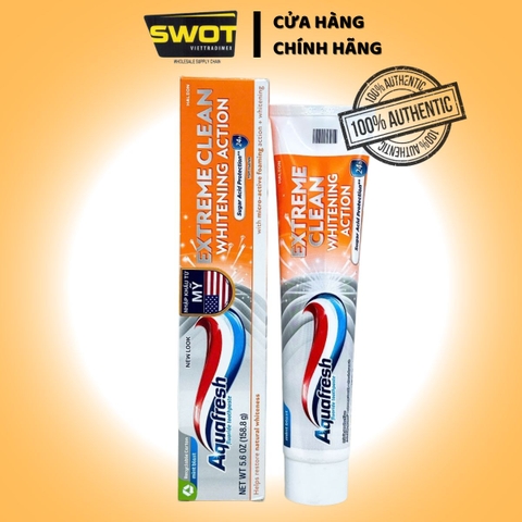 Kem đánh răng Aquafresh Mỹ 158g, Kem đánh răng giúp răng trắng sạch toàn diện, giữ hơi thở thơm mát - SWOT