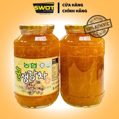 Mật Ong Gừng Hàn Quốc Hủ 1kg, giúp làm ấm cơ thể, hỗ trợ cảm giác dễ chịu ở cổ họng khi thay đổi thời tiết - SWOT