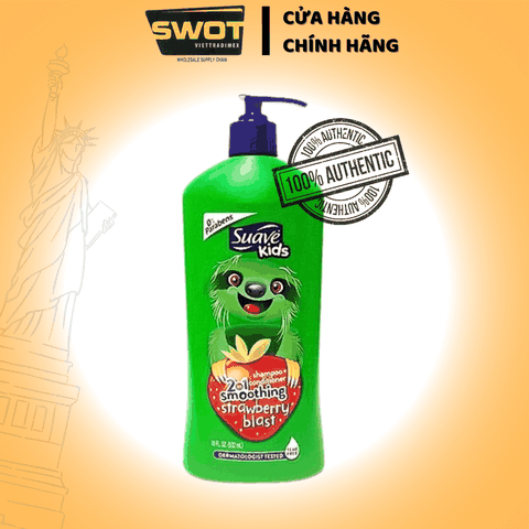 Sữa tắm gội xả cho bé Suave Kids 3in1 Silly Apple 532ML và 2in1 Strawberry blast 532ML hàng cao cấp của MỸ - SWOT