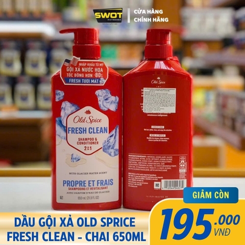 DẦU GỘI XẢ OLD SPRICE FRESH CLEAN - CHAI 650ML
