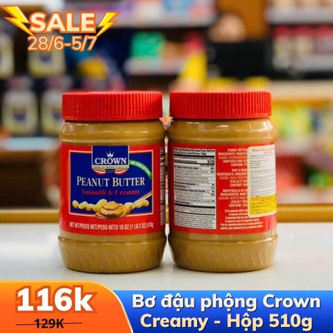 BƠ ĐẬU PHỘNG CROWN CREAMY - HỘP 510GR