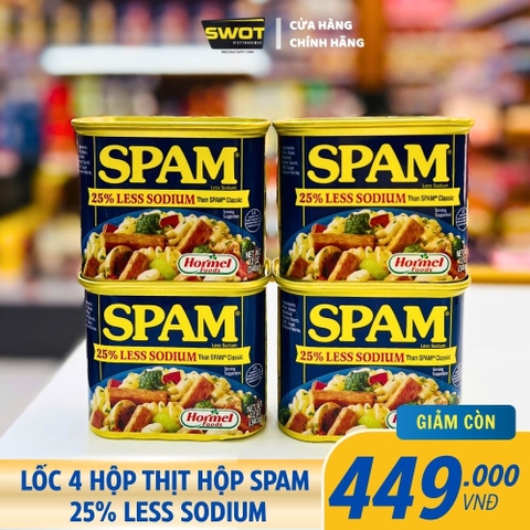 COMBO 4 HỘP SPAM 25% LESS SODIUM - 340GR/ HỘP