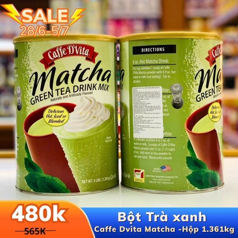 BỘT TRÀ XANH CAFFE DVITA MATCHA - HỘP 1.36KG