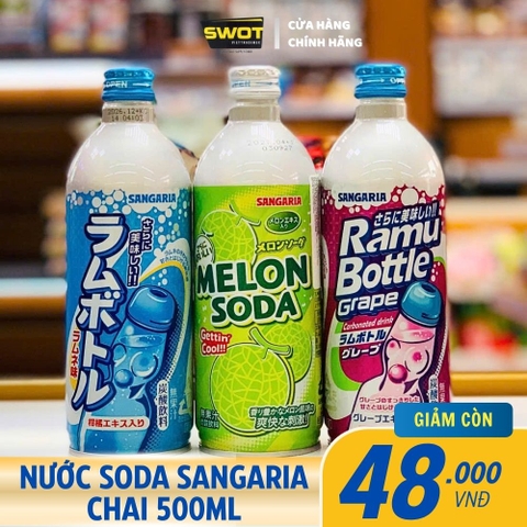 NƯỚC SODA SANGARIA VỊ CHANH / NHO / DƯA LƯỚI - NHẬT BẢN