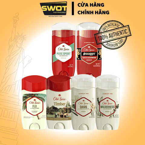 Lăn khử mùi Old Spice Mỹ nhiều mùi, dạng sáp khử mùi đến 48h, hương dễ chịu không ố vàng - SWOT