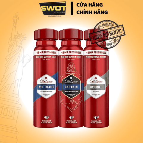 Xịt khử mùi toàn thân Old Spice Original | Whitewater | Captain chai 150ml - SWOT