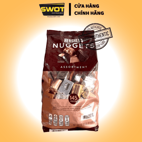 Socola Hershey's Nuggets Mỹ 1.47kg, Chocolate Mỹ nguyên chất cao cấp, vị đắng vừa, không ngọt gắt