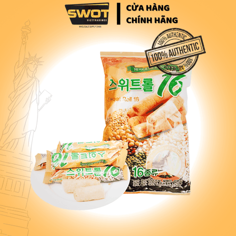 Bánh Sweet Roll 16 190g Đài Loan là một loại bánh quy giòn tan, thơm ngon với sự kết hợp độc đáo giữa 16 loại hạt dinh dưỡng - SWOT