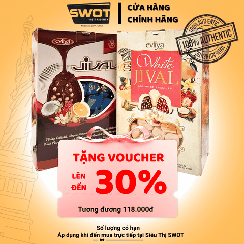 Hộp Socola Evliya 2kg của Thổ Nhĩ Kỳ - nhiều vị thơm rõ vị socola bên ngoài, nhân kem thơm sữa bên trong tạo hương vị khác biệt - SWOT