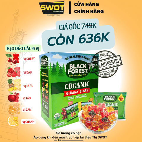 Kẹo Dẻo Gấu BlackForest Organic Gummy Bears vị trái cây tự nhiên  1.47kg - SWOT