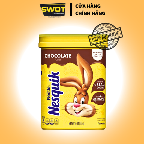 Bột Cacao Socola Nesquik Hộp 285g - của Mỹ, Sản phẩm được bổ sung vitamin D - là yếu tố cần thiết giúp cơ thể hấp thu được canxi trong sữa - SWOT