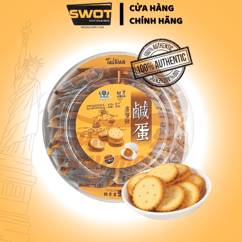 BÁNH QUY TRỨNG MUỐI ĐÀI LOAN HỘP 180g, Bánh có vị béo, mặn mặn ngọt ngọt - SWOT