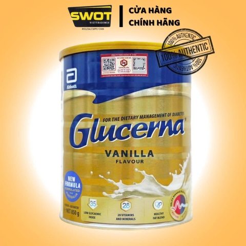 SỮA GLUCERNA ÚC CON 850GR - HƯƠNG VANILLA, giành cho người tiểu đường, được chứng minh lâm sàng là giúp người bệnh ổn định đường huyết và giảm chỉ số đường huyết sau khi ăn - SWOT