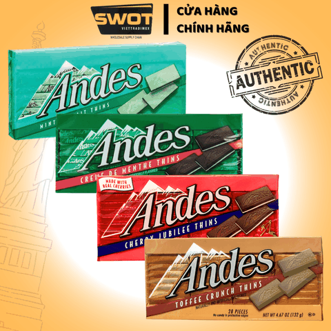 Socola Andes Mỹ nhiều vị 132g 28 viên, Chocola thơm ngon hảo hạng, tốt cho sức khỏe ăn vặt siêu ngon