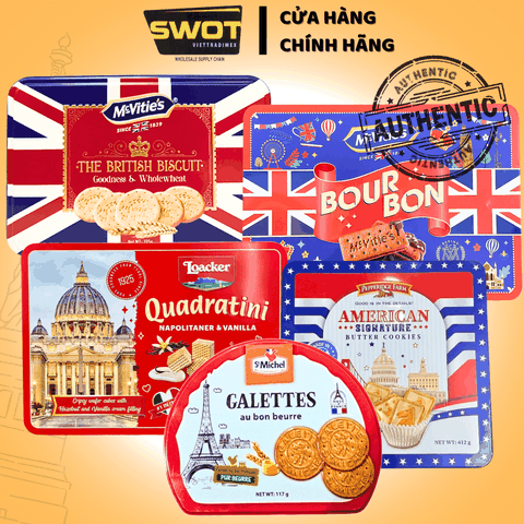 Bánh Quy Hộp Thiếc cao cấp chính hãng, Bánh Quy Giòn Rụm Dễ Ăn, Bánh Tết Ăn Vặt Mời Khách Thơm Ngon Dinh Dưỡng Thức Ăn Food Cake - SWOT