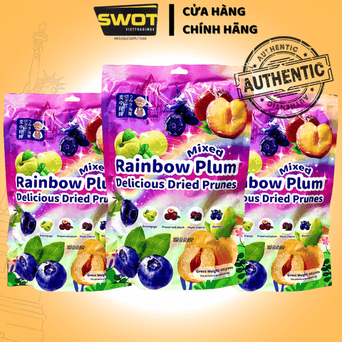 Ô Mai Xí Muội 4 vị COLORFUL PLUM 408g, Omai Ximuoi Mix Vị Trái Cây, Ăn Vặt Dẻo Giòn Chua Ngọt Vừa Phải, Kẹo Ô Mai Mix Vị Snack Food - SWOT