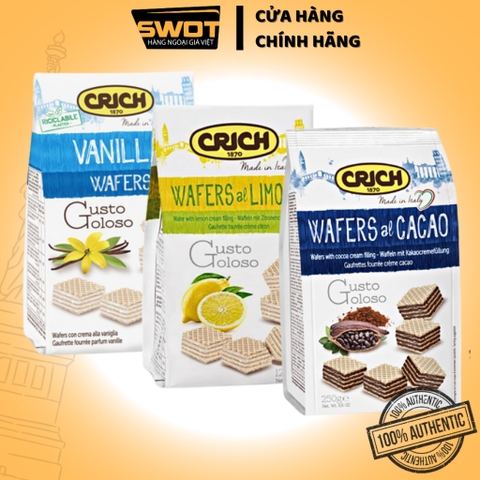 Bánh xốp Crich Italy nhiều vị túi 250g, Bánh Crich xốp Ý nhân kem, giòn rụm, thơm ngon đặc biệt