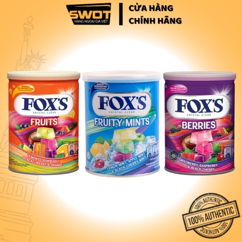 Kẹo trái cây Fox's nhiều vị, kẹo trái cây tự nhiên, an toàn sức khỏe, kẹo thơm, chua ngọt tự nhiên