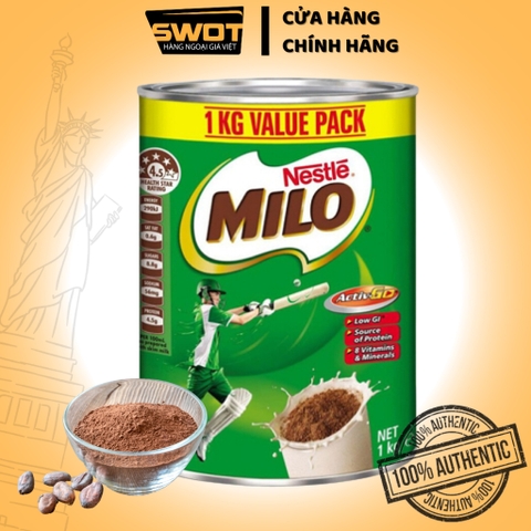 Sữa bột Milo Nestle Úc lon 1Kg, thơm ngon vị ngọt thanh, giàu giá trị dinh dưỡng - SWOT