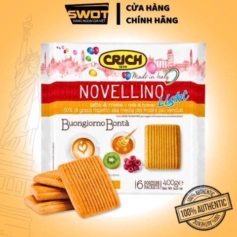Bánh quy Crich Novellino Ý 400g vị sữa trái cây, Bánh quy ít béo thượng hạng, thơm ngon đặc biệt, chính hãng Italy- SWOT
