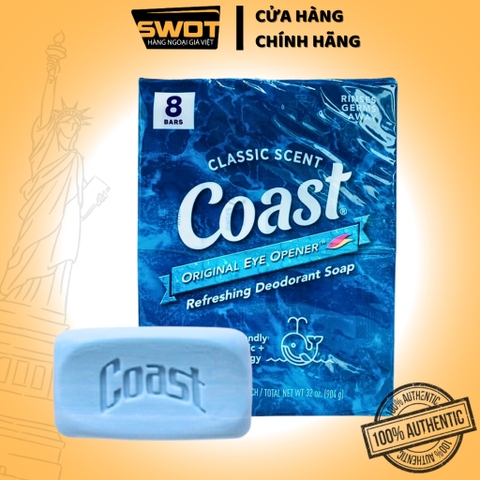 Combo 8 Xà bông cục Coast Classic Scent Mỹ 113g, xà phòng cục làm sạch vi khuẩn, mùi dịu nhẹ an toàn