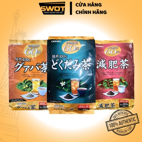 Trà Orihiro Genpi Nhật nhiều vị 60 gói x 3g, Trà thanh lọc hỗ trợ giảm mỡ thừa, thanh nhiệt thải độc