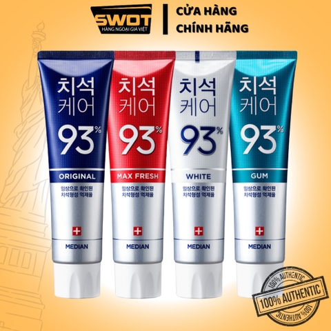 Kem đánh răng Median Dental IQ 93% Hàn Quốc 120g, Kem đánh răng Hàn Quốc cao cấp, giúp trắng răng, giảm ố, khử mùi hôi