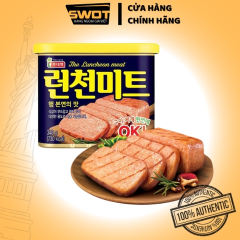 Thịt hộp Lotte The Luncheon Meat Hàn Quốc 340g, Thịt hộp từ heo tươi cao cấp, thơm ngon thương hạng