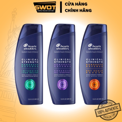 Dầu gội Head & Shoulder Mỹ Clinical Strength 400ml, Dầu gội sạch diệt sạch gàu, dưỡng tóc chắc khỏe