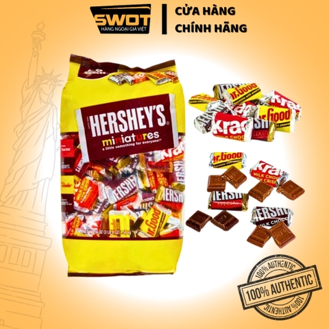 Socola Hershey's Miniatures Mỹ 1.58kg, Chocolate Mỹ tổng hợp nhiều vị cao cấp, thơm ngon thượng hạng, không ngọt gắt