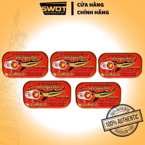 Combo 5 Cá mòi sốt cà Sardine Sumaco Thái Lan cao cấp, thơm ngon đậm vị