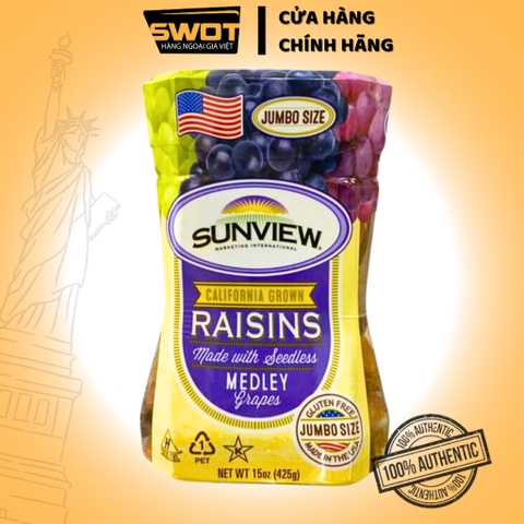 Nho khô Sunview Raisins Mỹ 425g, Nho thượng hạng thơm ngon chua ngọt tự nhiên, bổ dưỡng tốt sức khỏe
