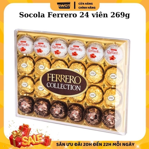 Socola Ferrero Collection Cao Cấp của Ý, thơm ngon đậm vị, được bọc một lớp socola sữa bên ngoài kết hợp cùng các loại hạt, có nhân kem và hạt dẻ bên trong - SWOT