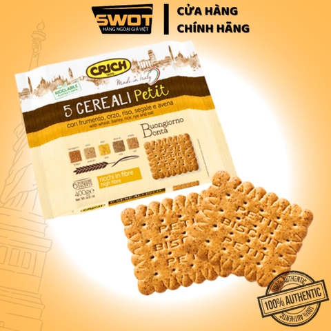 Bánh quy Crich Ý 400g 5 loại ngũ cốc, Bánh quy Ý cao cấp, ít béo, thơm ngon thượng hạng, giàu dinh dưỡng - SWOT