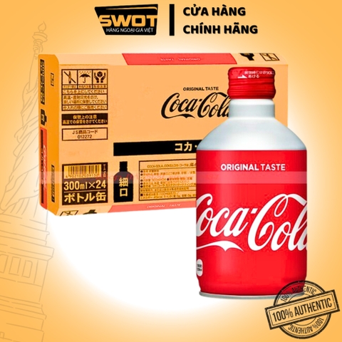 Thùng 24 lon Nước ngọt Coca Cola Nhật nắp vặn 300ml, chính hãng Nhật Bản, thơm ngon đậm vị