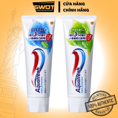 Kem đánh răng Aquafresh Nhật 140g, Kem đánh răng giúp răng trắng sạch toàn diện giữ hơi thở thơm mát