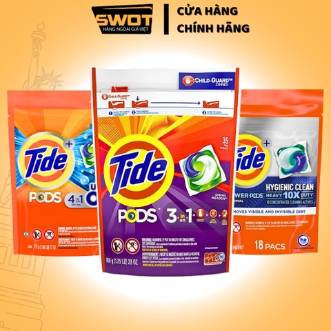 Túi viên giặt Tide Pods Mỹ, Viên giặt quần áo Tide Mỹ cao cấp, sạch thơm bền lâu, giữ màu quần áo
