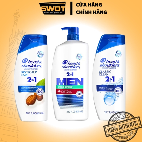 Dầu gội Head & Shoulders Mỹ nhiều mùi, Dầu gội sạch gàu Mỹ cao cấp, diệt gàu, dưỡng tóc chắc khỏe