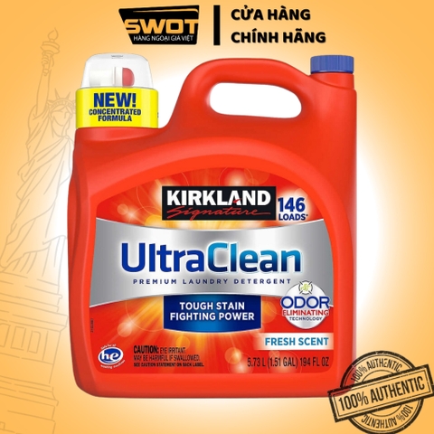 Nước giặt Kirkland Ultra Clean Mỹ 5.73L, Nước giặt Mỹ, kết hợp 3 trong 1 giặt-xả-khử mùi kháng khuẩn