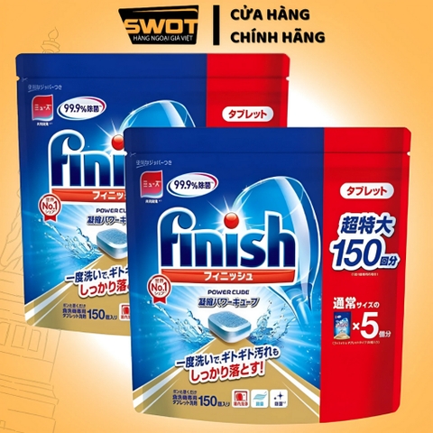 Viên rửa chén Finish Power Cube 150 viên Nhật Bản cho máy rửa bát, hàng nội địa Nhật cao cấp an toàn