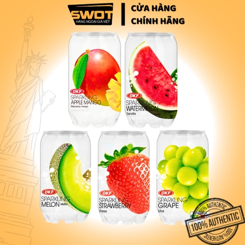 Soda trái cây OKF Hàn Quốc 350ml nhiều vị, Nước ngọt có ga thơm ngon tuyệt vị, trái cây tự nhiên
