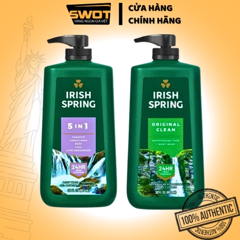 Sữa Tắm Gội Irish Spring Body Wash 887ML - Mỹ lưu giữ lại trên cơ thể bạn một mùi hương mạnh mẽ, giúp bạn trở nên nam tính hơn - SWOT