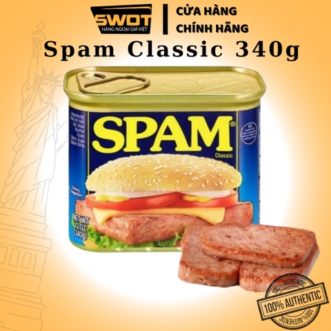 Thịt hộp SPAM Mỹ 340g, Thịt heo hộp Mỹ thơm ngon đậm vị, giàu chất dinh dưỡng