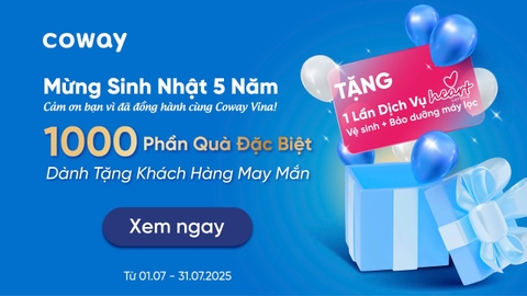 Tri Ân 1.000 Khách Hàng Dịp Sinh Nhật 5 Năm - Món Quà Sức Khỏe Từ Coway Vina