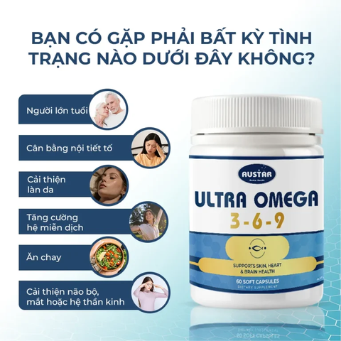 Viên Uống Austar Ultra Omega 3-6-9  - Bổ Não, Đẹp Da, Khỏe Tim ( 60 viên)