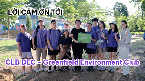 Lời cảm ơn chân thành tới CLB DEC - Greenfield Environment Club đã ghé thăm và dành tặng các bé phần quá ý nghĩa trị giá 11 triệu đồng