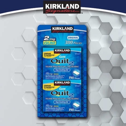 Kẹo singum cai thuốc lá không đường kirkland signature quit gum 2mg